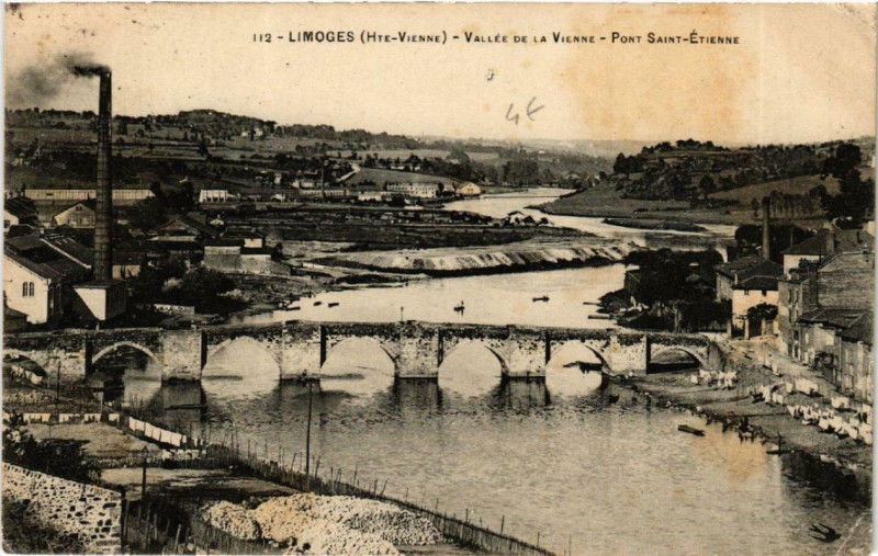 Carte postale ancienne Limoges Vallée de la Vienne - Pont Saint-Etienne à Limoges