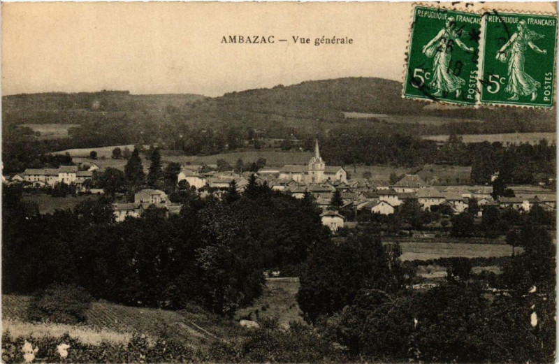 Carte postale ancienne Ambazac Vue générale à Ambazac