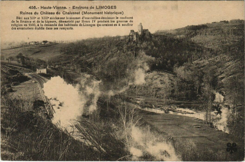Carte postale ancienne Env. de Limoges Ruines du Chateau de Chalusset à Limoges