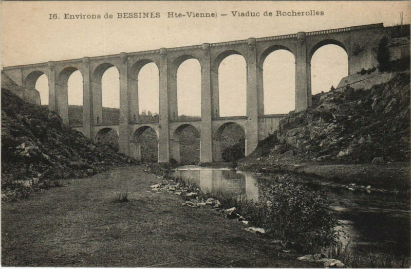 Carte postale ancienne Env. de Bessines - Viaduc de Rocherolles