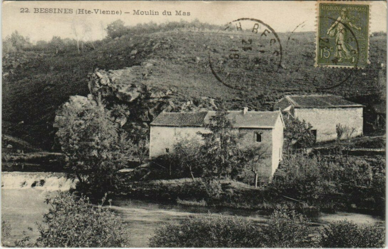 Carte postale ancienne Bessines - Moulin du Mas