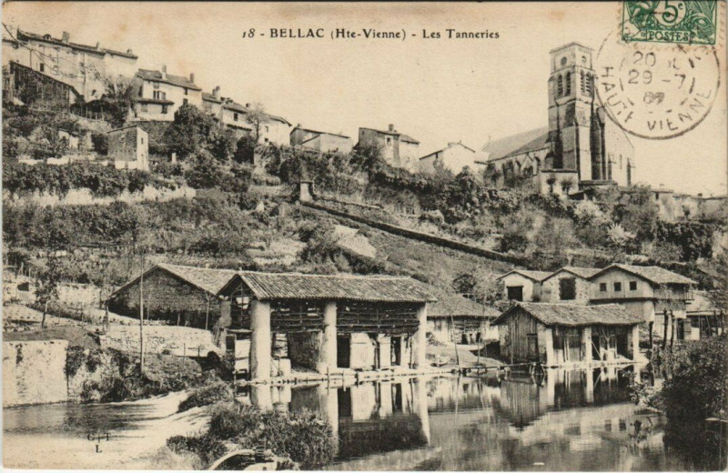 Carte postale ancienne Bellac - Les Tanneries à Bellac