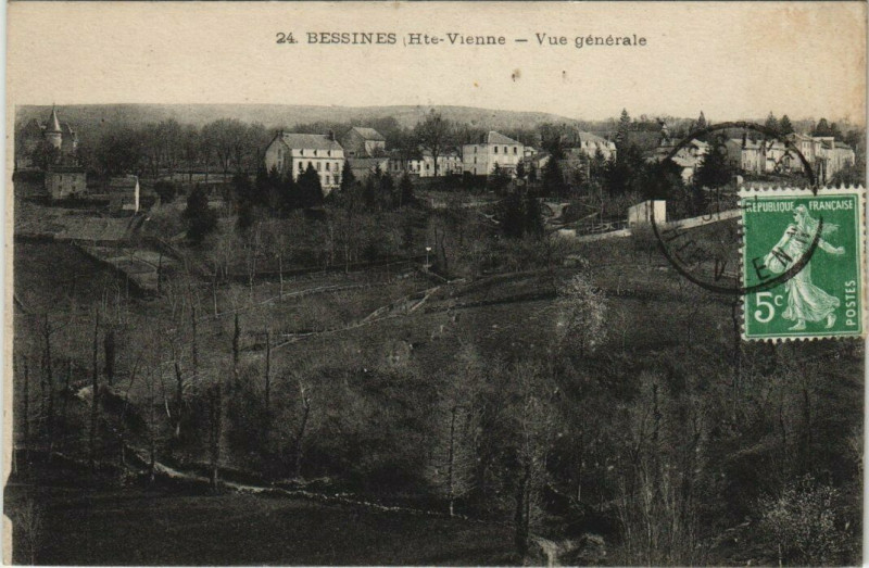 Carte postale ancienne Bessines - Vue générale