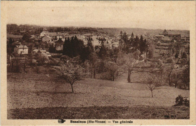 Carte postale ancienne Bessines - Vue générale