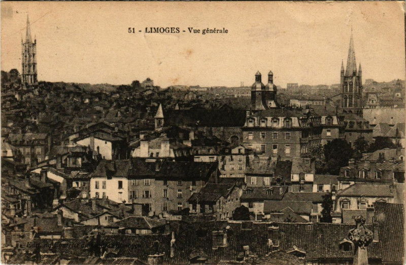 Carte postale ancienne Limoges - Vue générale à Limoges