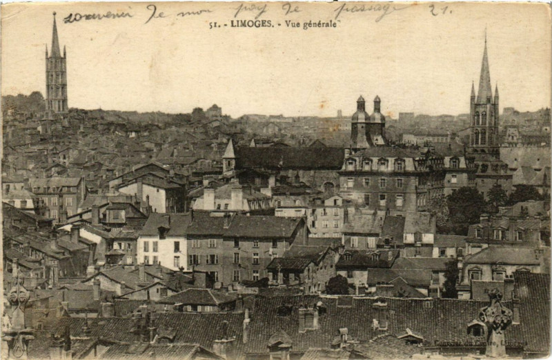Carte postale ancienne Limoges - Vue générale à Limoges
