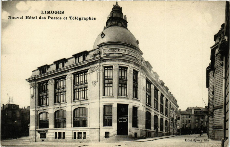 Carte postale ancienne Limoges - Nouvel Hotel des Postes et Télégraphes à Limoges