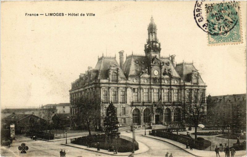 Carte postale ancienne Limoges - Hotel de Ville à Limoges