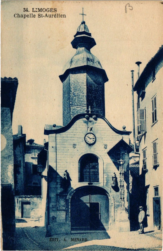 Carte postale ancienne Limoges Chapelle Saint-Aurelien à Limoges