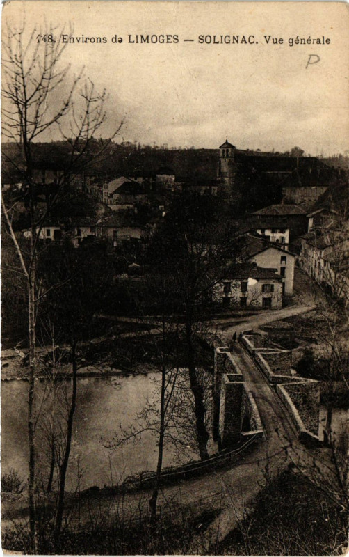 Carte postale ancienne Env. de Limoges - Solignac - Vue générale à Limoges