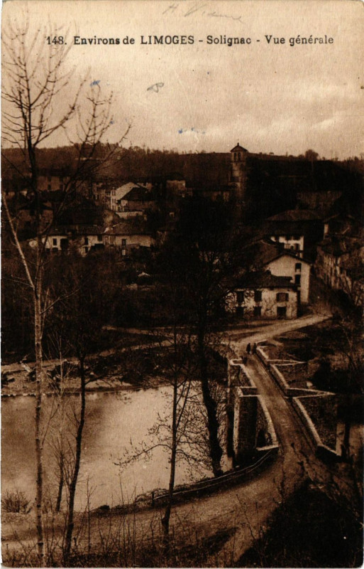 Carte postale ancienne Env. de Limoges - Solignac - Vue générale à Limoges
