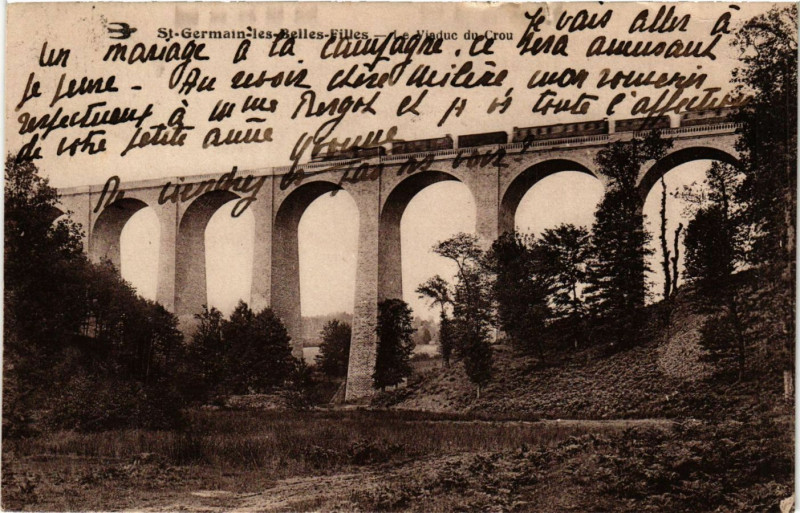 Carte postale ancienne Saint-Germain-les-Belles-Filles - Le Viaduc du Crou à Saint-Germain-les-Belles