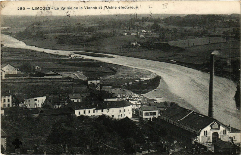 Carte postale ancienne Limoges - La Vallée de la Vienne et l'Usine electrique à Limoges