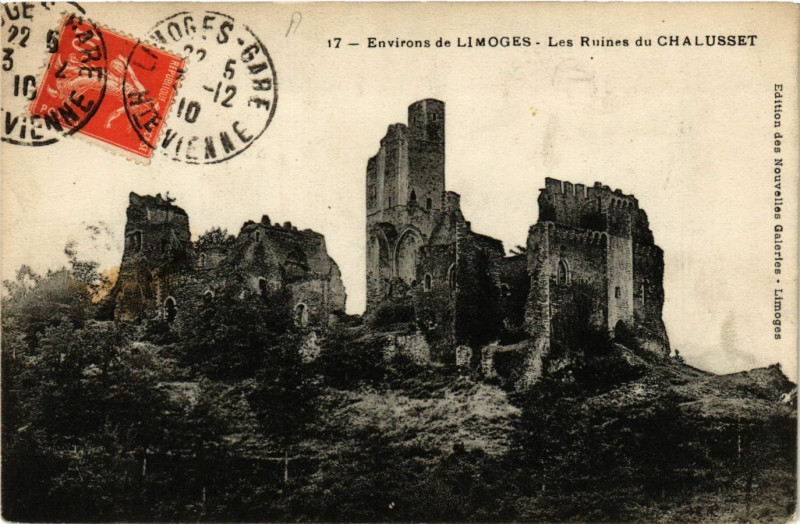 Carte postale ancienne Env. de Limoges - Les Ruines du Chalusset à Limoges