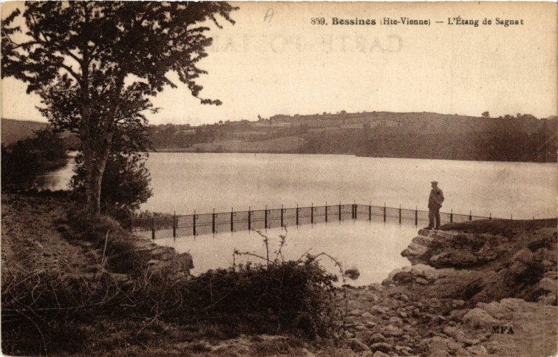 Carte postale ancienne Bessines - L'Etang de Sagnat
