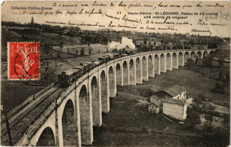 Carte postale ancienne Saint-Leonard Viaduc de 22 arches 406 metres de longueur