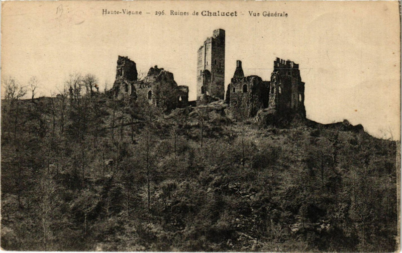 Carte postale ancienne Ruines de Chalucet - Vue générale