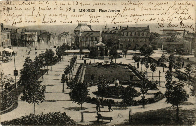 Carte postale ancienne Limoges - Place Jourdan à Limoges
