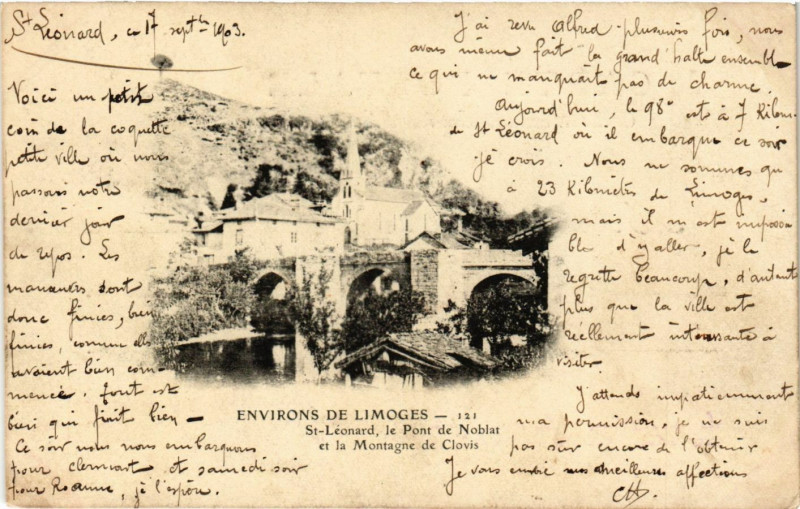 Carte postale ancienne Env. de Limoges - 121 Saint-Leonard le Pont de Noblat et la Montag à Limoges
