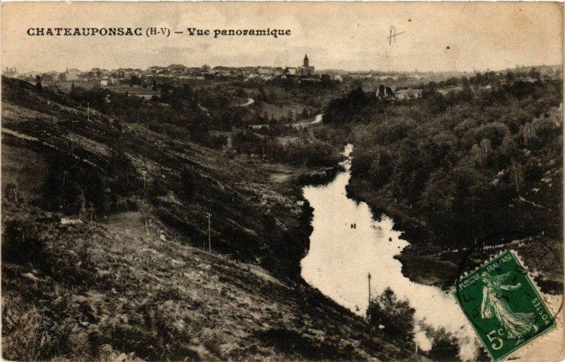 Carte postale ancienne Chateauponsac - Vue panoramique à Châteauponsac