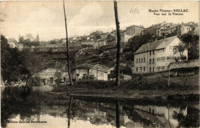 Carte postale ancienne Bellac Vue sur le Vincou à Bellac