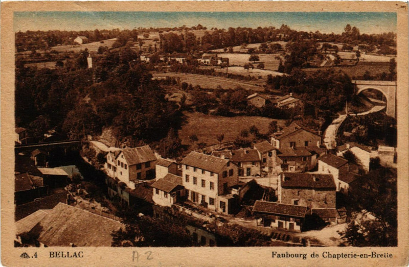 Carte postale ancienne Bellac Faubourg de Chapterie-en-Brette à Bellac