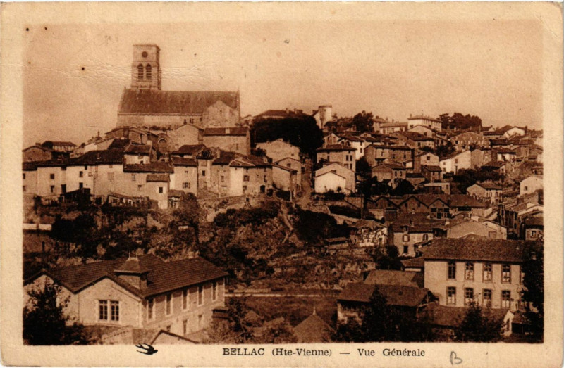 Carte postale ancienne Bellac - Vue générale à Bellac