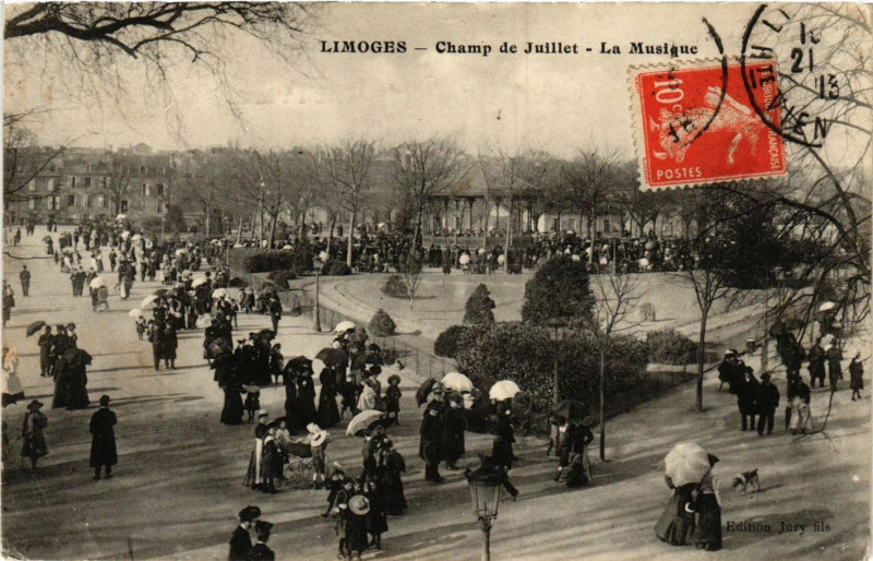 Carte postale ancienne Limoges - Camp de Juillet - La Musique à Limoges