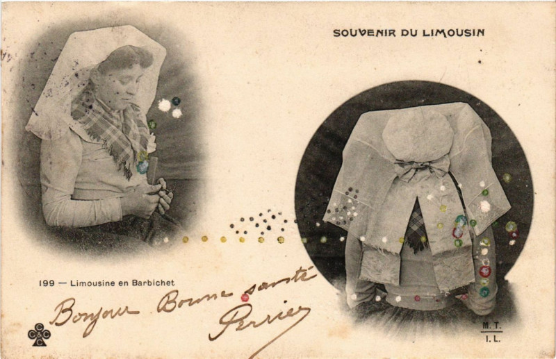 Carte postale ancienne Souvenir du Limousin - Limousine en Barbichet