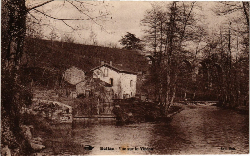 Carte postale ancienne Bellac - Vue sur le Vinesu à Bellac