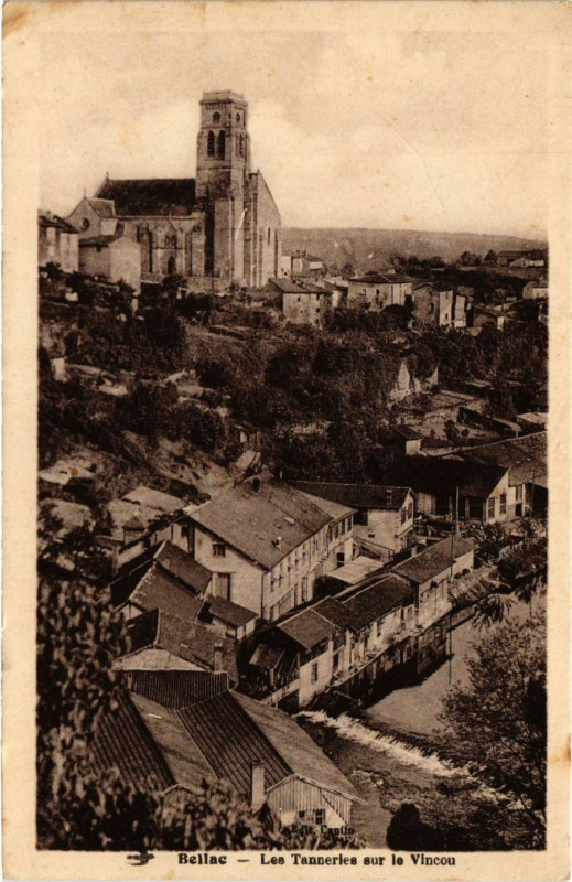 Carte postale ancienne Bellac - Les Tanneries sur le Vincou à Bellac