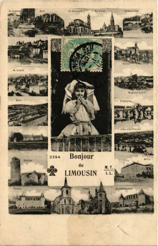 Carte postale ancienne Bonjour du Limousin