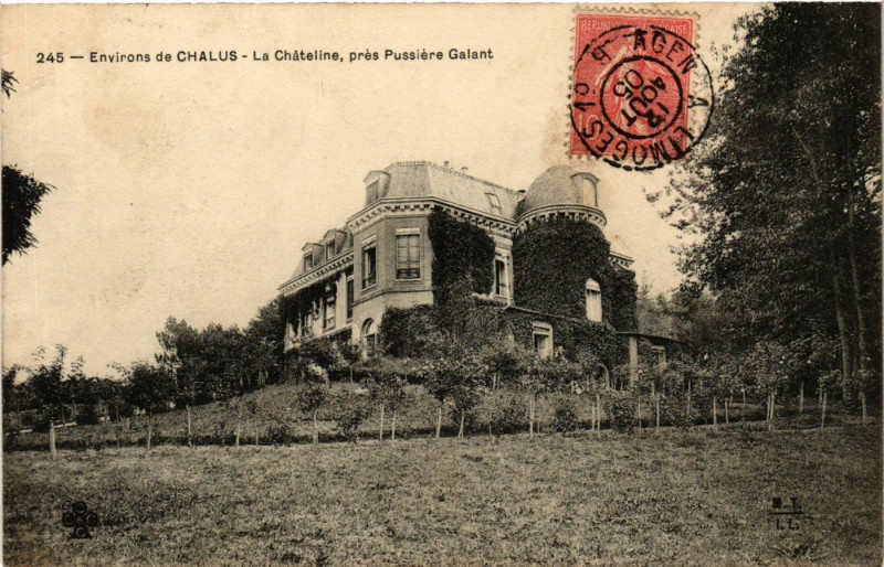 Carte postale ancienne Env. d Chalus - La CHATELine pres Pussiere Galent à Châlus