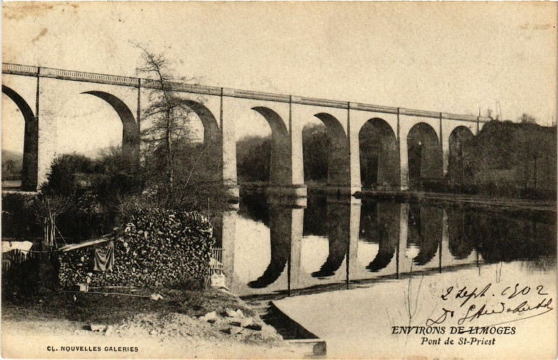 Carte postale ancienne Env. de Limoges - Pont de Saint-Priest à Limoges