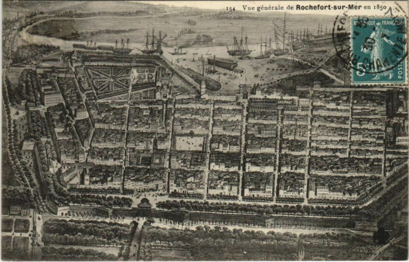 Carte postale ancienne Vue générale de Rochefort-sur-Mer à Rochefort