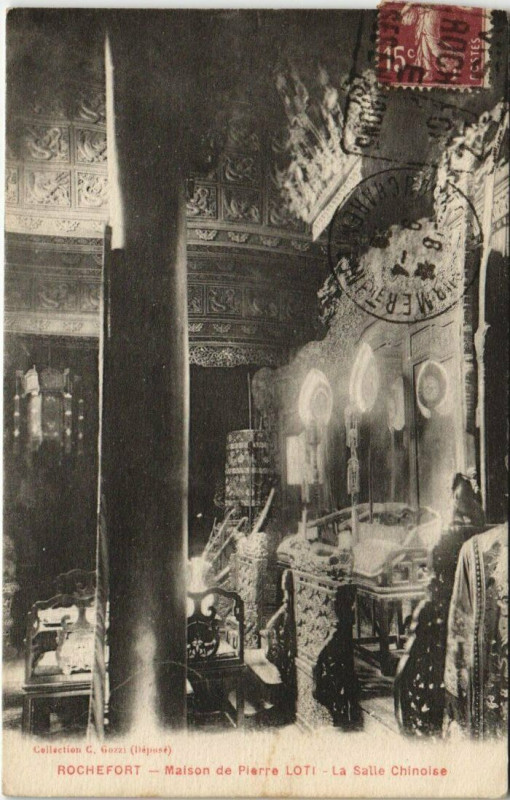 Carte postale ancienne Rochefort-Maison de Pierre Loti-La Salle Chinoise à Rochefort