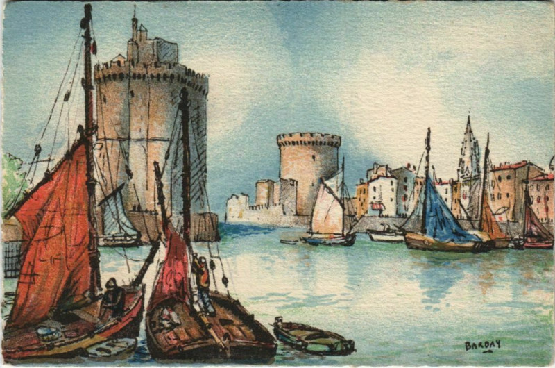 Carte postale ancienne La Rochelle-La Sortie du Port à La Rochelle