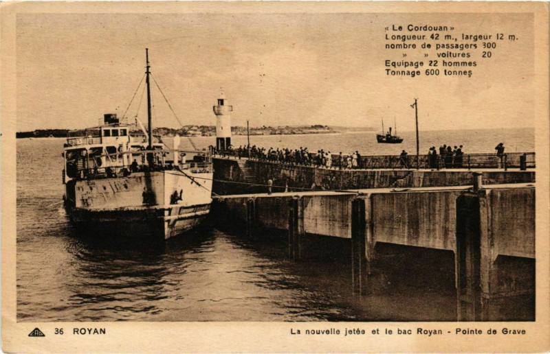 Carte postale ancienne Royan - La nouvelle jetes et le bac Royan à Royan