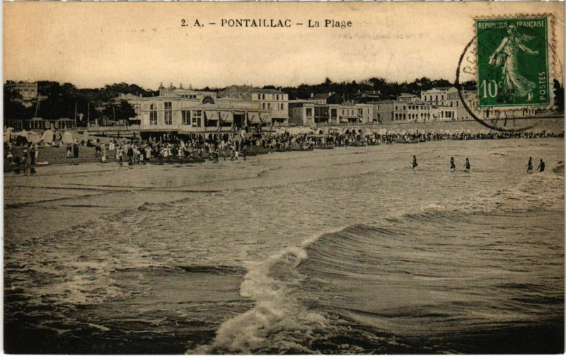 Carte postale ancienne Pontaillac - La Plage