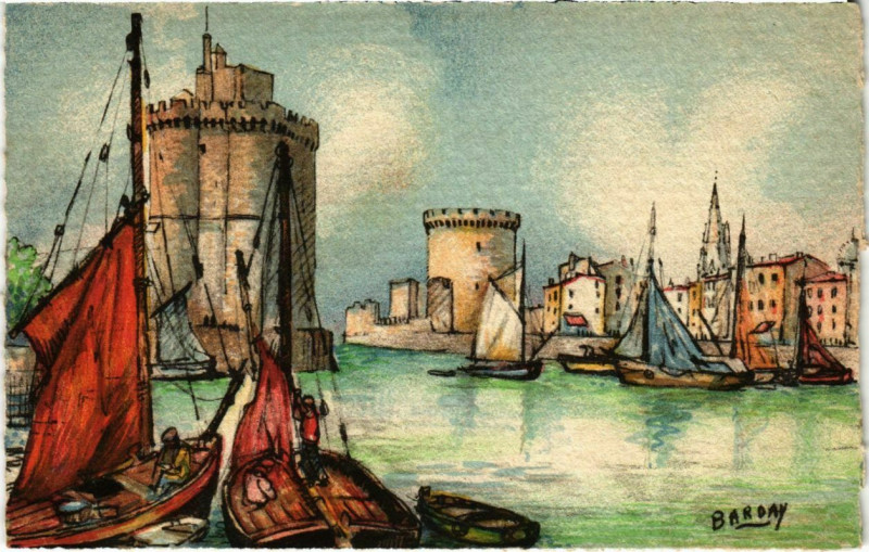 Carte postale ancienne La Rochelle - La sortie du Port à La Rochelle