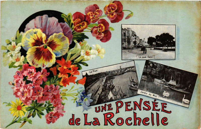 Carte postale ancienne Une Pensée de La Rochelle à La Rochelle