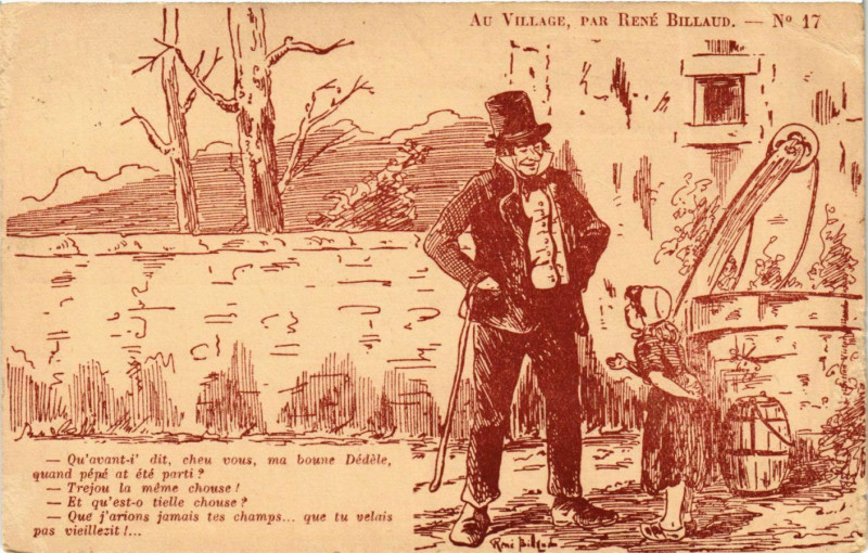 Carte postale ancienne Au Village par René Billaud