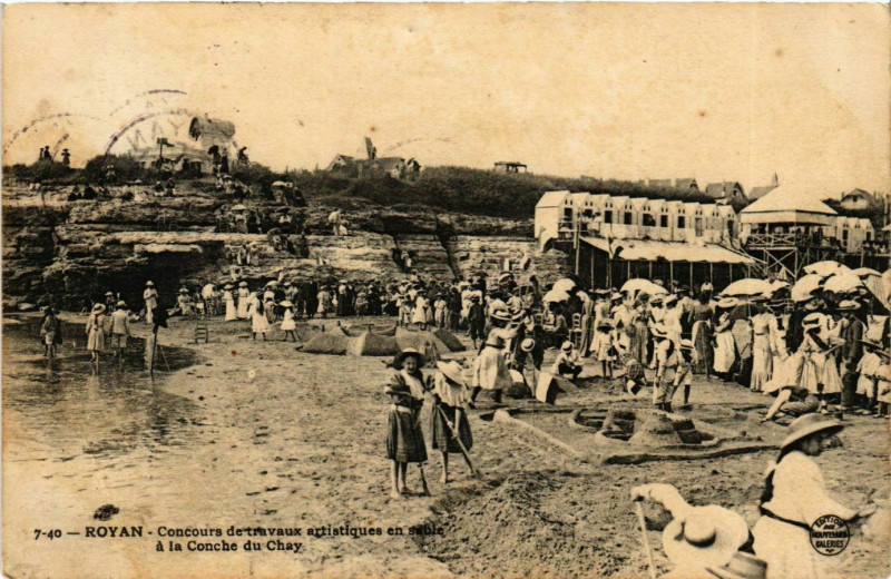 Carte postale ancienne Royan - Concours de travaux artistiques en sattle a la Conche du à Royan