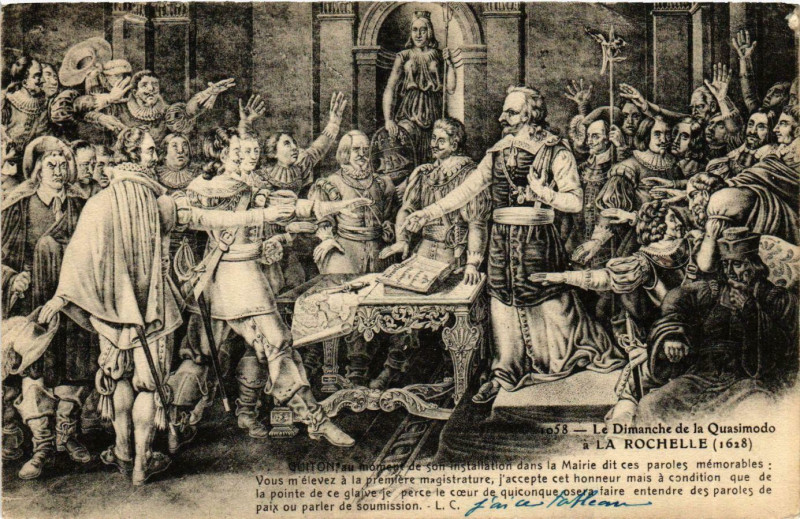 Carte postale ancienne La Dimanche de la Quasimodo a La Rochelle (1628) à La Rochelle