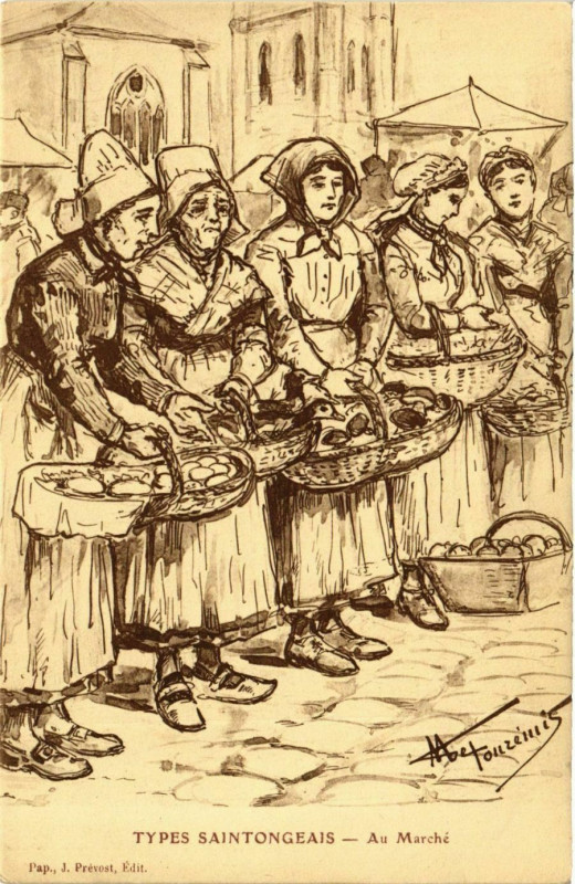 Carte postale ancienne Types Stongeais - Au Marché