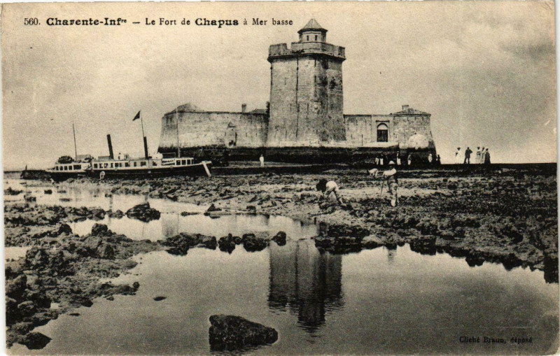 Carte postale ancienne Charente-Inf-. - Le Fort de Chapus a Mer basse