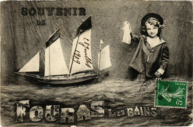 Carte postale ancienne Souvenir de Fouras-les-Bains à Fouras