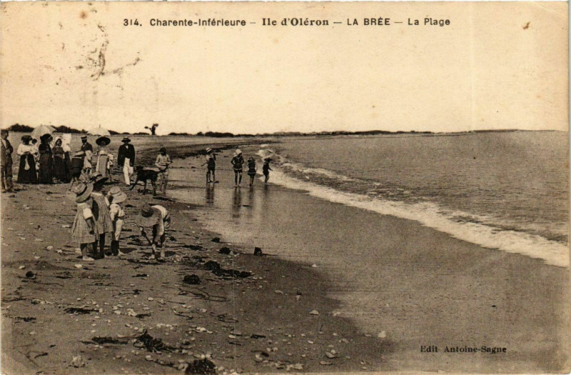 Carte postale ancienne Charente-Inférieure - Ile d'Oleron - La Brée - La Plage