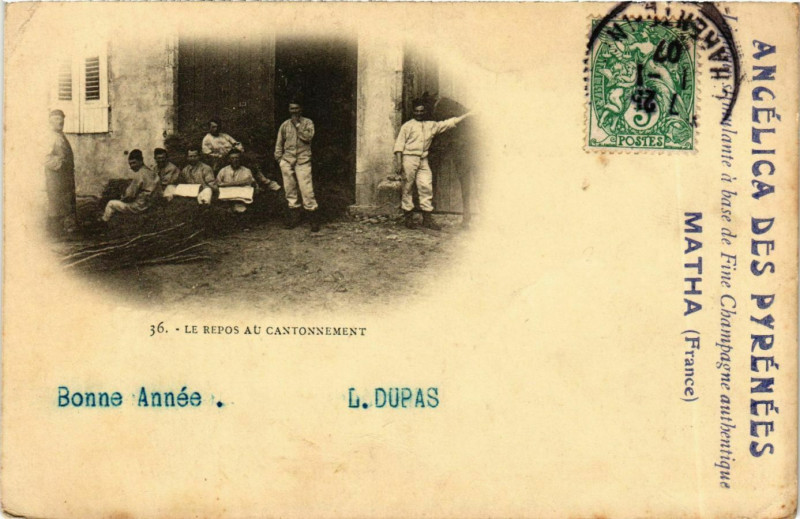 Carte postale ancienne Le Repos au Cantonnement