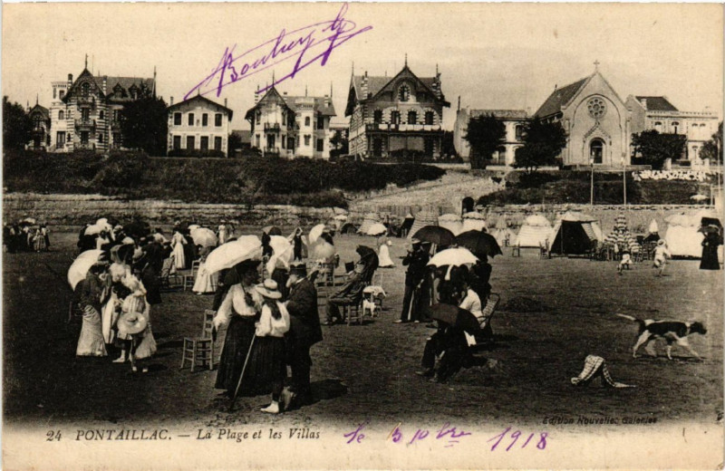 Carte postale ancienne Pontaillac - La Plage et les Villas